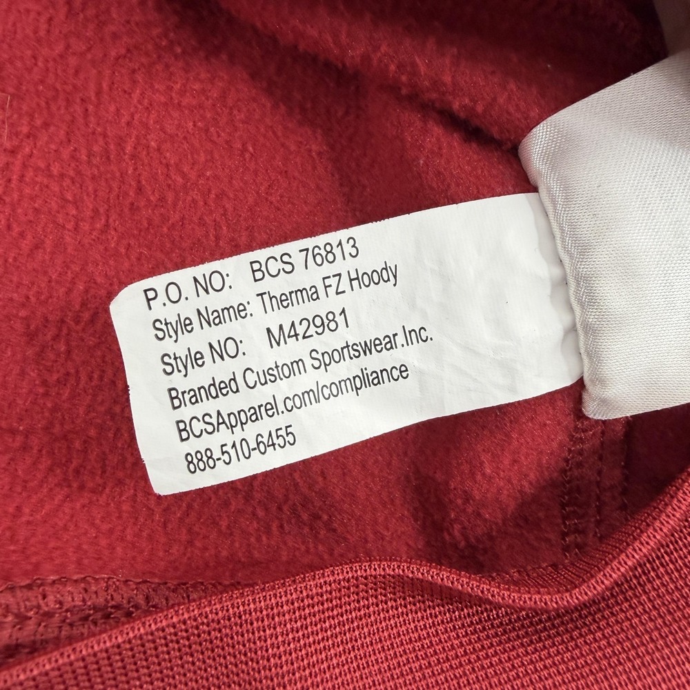 Nike Hoodie Mens M Red Full Zip Hooded Lined Pockets Therma-Fit Stanford College - Picture 9 of 12